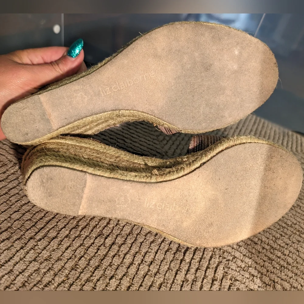 Liz Claiborne Brynn 8 vintage canvasleather captoe espadrille platform 2.5